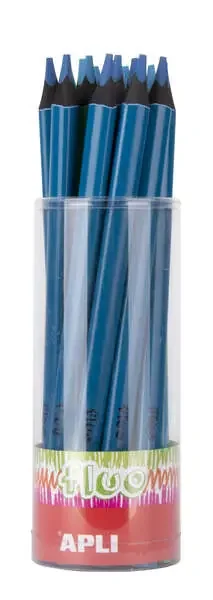 Apli Lapices Jumbo Fluor Azul – Triangulares de 5mm – Mejor Sujecion y Cobertura – Pack de 18 Unidades – Formato para Expositor