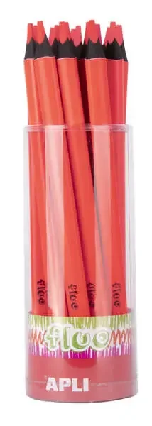 Apli Lapices Jumbo Fluor Rojos – 5mm de Grosor Triangular – 18 Unidades por Pack – Ideal para Mejor Sujecion y Mayor Cobertura en Un Solo Trazo – Formato Practico para Expositor