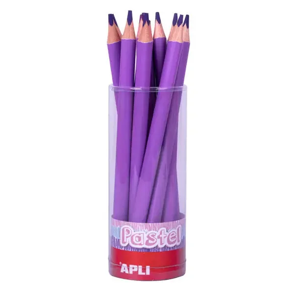 Apli Lapices Jumbo Pastel Lila – Mina 5mm – Forma Triangular para Niños – 10mm Diametro – 170mm Largo – Pack 18 Unidades – Expositor Jumbo Pastel