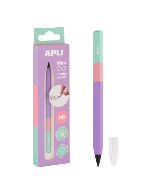 APLI LAPIZ INFINITO NORDIK MINI TRICOLOR LILA ROSA TURQUESA PUNTA FINA LARGO 10 CM 19963