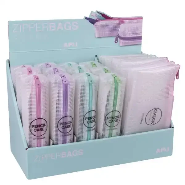 Apli Nordik Collection Expositor de Estuches y Bolsas – 210x45x45mm y 230x130mm – Goma Eva Translucida – Impermeable y Duradero – Rosa, Violeta, Turquesa y Verde Pastel