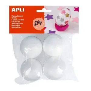 APLI PACK DE 4 BOLAS DE POREXPAN Ã 50 MM – COLOR BLANCO