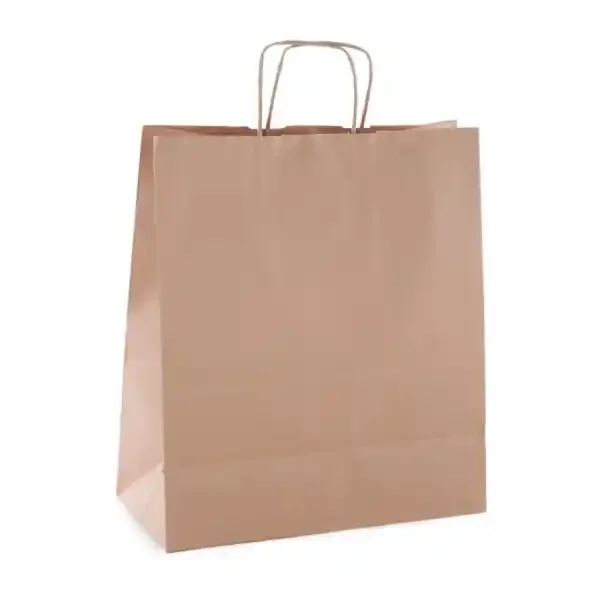 Apli Pack de 50 Bolsas Kraft – Alta Resistencia – Asas Rizadas – Reutilizables y Reciclables – Color Marron