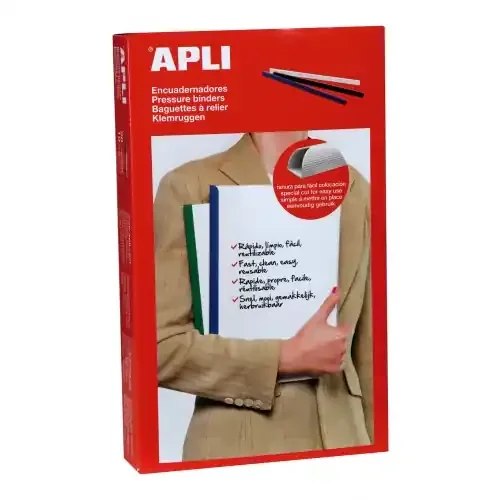 Apli Pack de 50 Encuadernadores Deslizantes – Facil y Rapido – Ranura para Insercion – Capacidad 100 Hojas – Color Blanco
