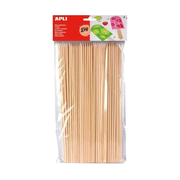 Apli Pack de 50 Palos de Madera Natural 200 x 3 mm – Color Madera