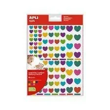 APLI PACK DE 624 GOMETS CON FORMA DE CORAZON ADHESIVO REMOVIBLE – IDEALES PARA ESCUELAS INFANTILES – DESARROLLO DE HABILIDADES Y CREATIVIDAD – COLORES Y TAMAñOS SURTIDOS