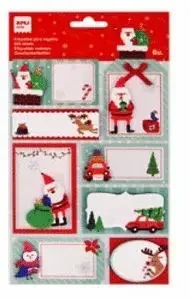 APLI PACK DE 8 ETIQUETAS ADHESIVAS NAVIDEñAS PARA REGALOS – TAMAñOS Y DISEñOS SURTIDOS – ESPACIO PARA ESCRIBIR