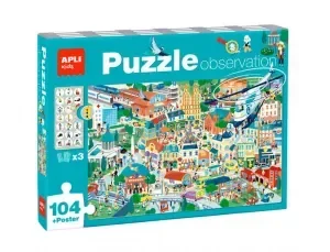 APLI PUZZLE OBSERVACION CIUDAD DE 104 PIEZAS DE 5X5CM – INCLUYE POSTER Y 3 FICHAS – FACIL MANEJO – DESARROLLA HABILIDADES Y AUTOESTIMA – RECOMENDADO PARA NIñOS A PARTIR DE 5 AñOS