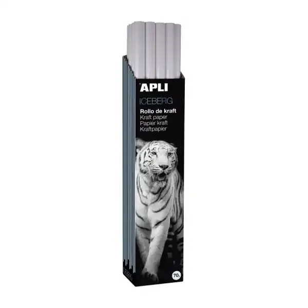 Apli Rollo de Papel Kraft – 70gr – Fibras Naturales – Alta Resistencia – Homogeneidad de Color – Ideal para Embalajes y Manualidades – Soporta Temperas y Acuarelas – Color Blanco