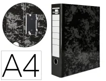 Archivador De Palanca Liderpapel Carton Forrado Din A4 Jaspeado Negro Sin Caja 42856