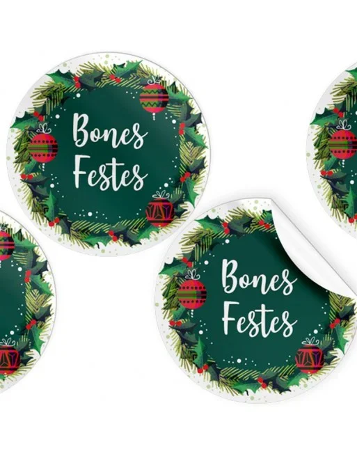ARGUVAL 250 ETIQUETA ADHESIVA REGALO -CATALÀ- REDONDA 4-5 CM BONES FESTES – 48609