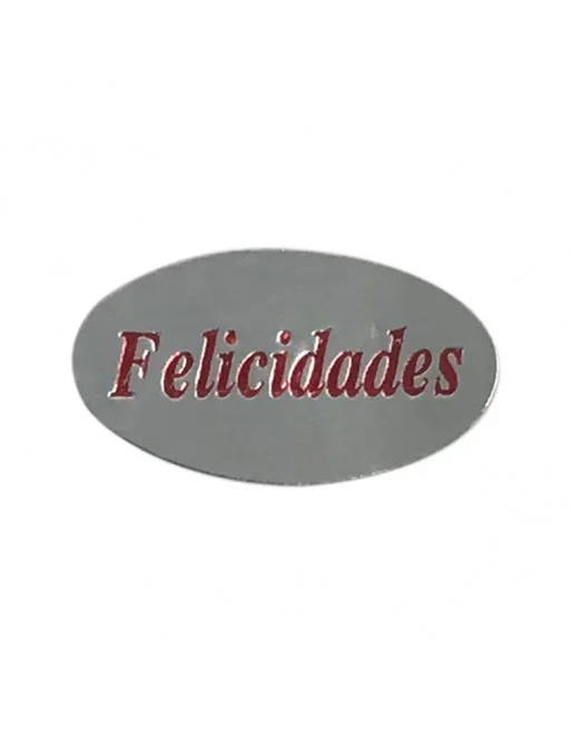 ARGUVAL 500 ETIQUETA ADHESIVA REGALO -CATALÀ- OBALAT 4 X 1,8 CM FELICITATS – PLATA – 40571