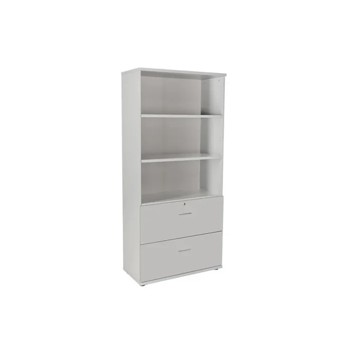 Armario rocada con dos estantes y dos cajones inferiores serie store 195x90x45 cm acabado gris/gris