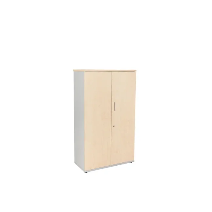 Armario rocada con tres estantes y dos puertas enteras serie store 156x90x45 cm acabado an01 gris/haya