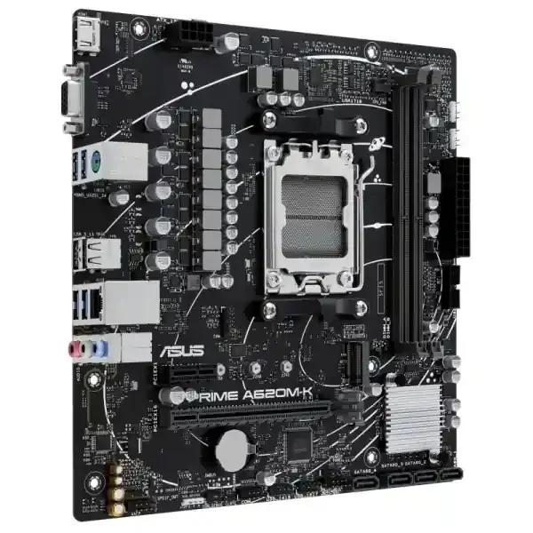 Asus Prime A620M-K Placa Base AMD AM5 2x DDR5 – HDMI, M.2, PCIe, 4x Sata III, USB 2.0, 3.2, RJ-45, VGA, Factor MicroATX