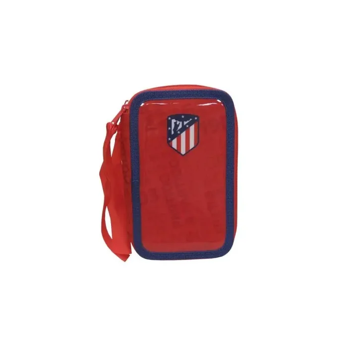 Atletico de Madrid – Estuche plumier con Cremallera, 3 Pisos, con material escolar producto oficial tamaño 12x20x6 cm aprox