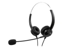 Auricular Mediarange Biaural Diadema Con Microfono Cable 2 Mt Mros304