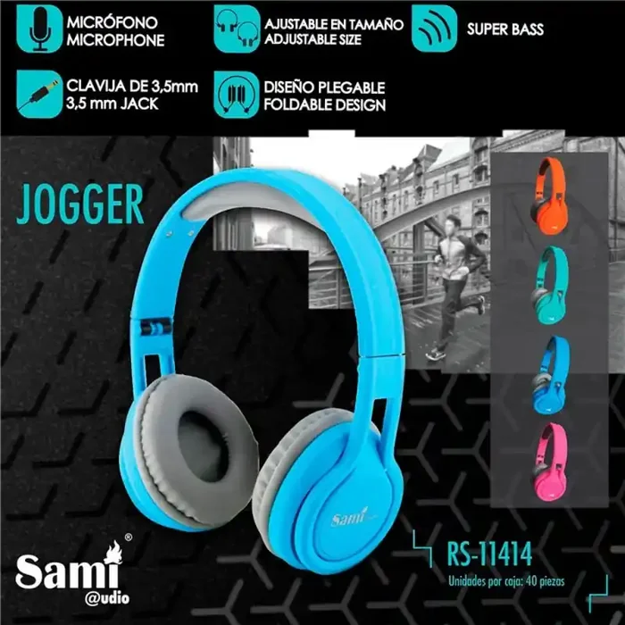 Auriculares Cascos stereo Sami con micrófono RS-11414 color azul