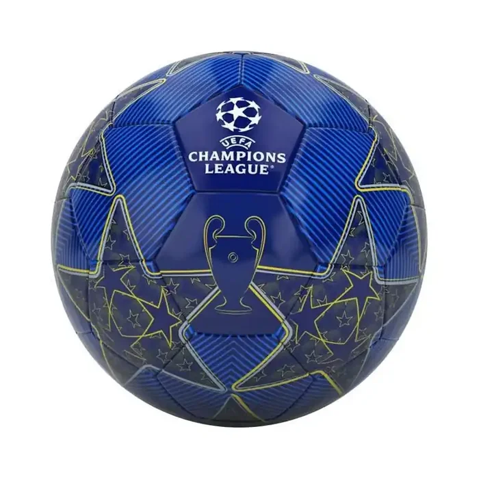 Balón Uefa Champions League Azul producto oficial talla 5 tamaño similar al reglamentario de fútbol 11