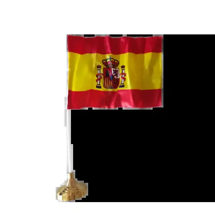 Bandera y mástil España para sobre mesa decoración tamaño bandera 20×15 cm