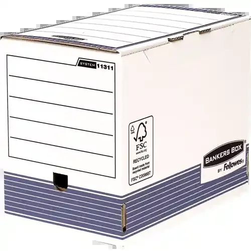 Bankers Box Caja de Archivos Tamaño A4 Fastfold – Montaje Automatico – Certificacion FSC – Dimensiones Internas 26x20x31.50cm – Dimensiones Externas 26.50×20.60×32.70cm – Lomo de 200mm