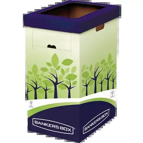 Bankers Box Contenedor de Reciclaje Fellowes – Doble Abertura – Capacidad Maxima 69 Litros – Fabricado en Carton Reciclado – Resistente – Certificacion FSC