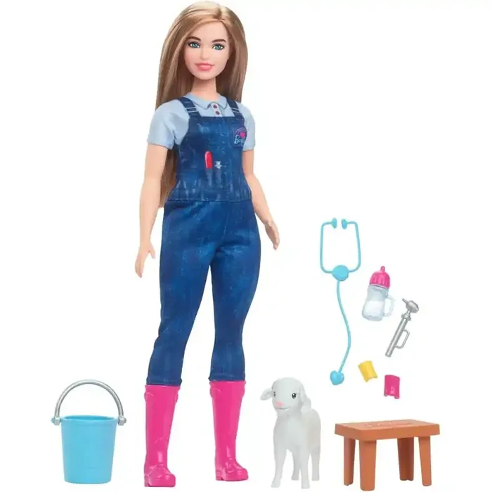 Barbie Tú Puedes ser Veterinaria de Granja con Oveja y Accesorios, 65 Aniversario, edad +3 años Mattel HRG42