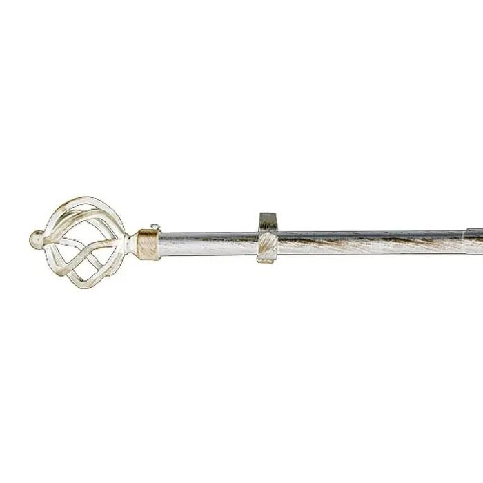 Barra Cortina Extensible Metal Diámetro 19 mm. Extensible 1,1 / 2,0 Metros Marfil Oro Piña Sin Anilla