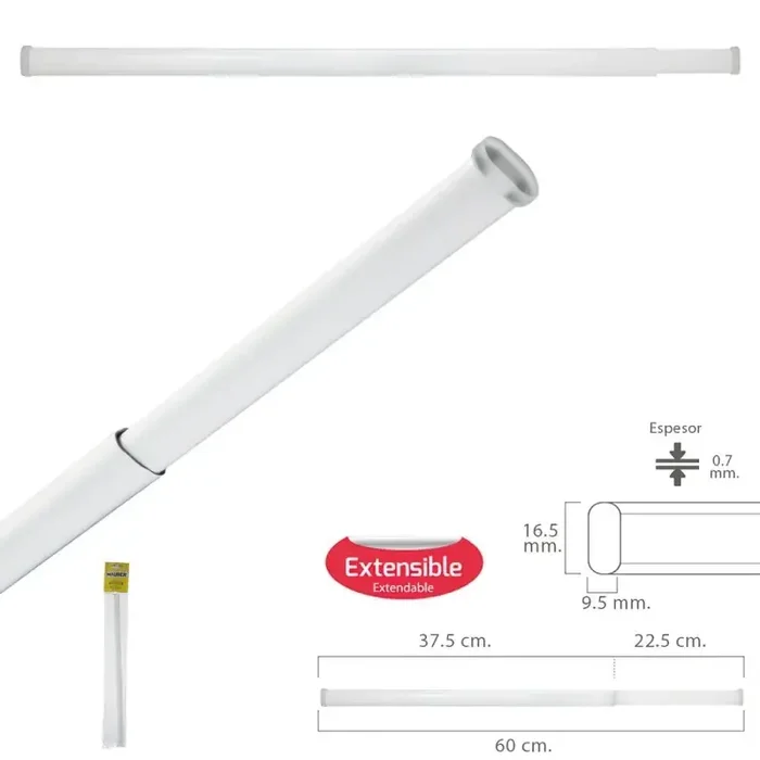 Barra Visillo Extensible 37.5/60 cm. Con Muelle Presión Ajustable (1 Pieza)