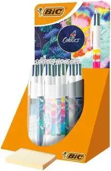 Bic 4 Colours Decor Expositor de 30 Boligrafos de Bola Retractiles – Punta Media de 1.0mm – Tinta con Base de Aceite – 4 Colores
