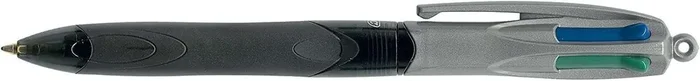 Bic 4 Colours Grip Pro Boligrafo de Bola Retractil con Grip – Punta Media de 1mm – Trazo de 0.4mm – Tinta con Base de Aceite – Cuerpo Gris/Negro Transparente – 4 Colores (12 uds)