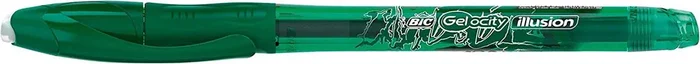 Bic Gel-ocity Illusion Boligrafo de Tinta Gel Borrable – Punta Media de 0.7mm – Recargable – Grip de Goma – Clip de Plastico – Color Verde (12 uds)
