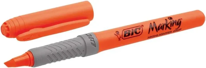 Bic Highlighter Grip Marcador Fluorescente – Punta Biselada – Trazo entre 1.60 y 3.30 mm – Grip Texturizado – Color Naranja (12 uds)