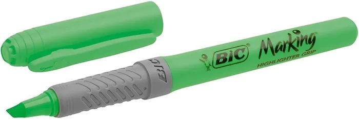 Bic Highlighter Grip Marcador Fluorescente – Tinta con Base de Agua – Punta Biselada – Trazo entre 1.60 y 3.30 mm – Color Verde (12 uds)