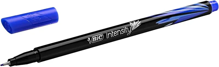 Bic Intensity Fine Rotulador de Punta Fina de 0.8mm – Trazo de 0.4mm – Tinta con Base de Agua – Color Azul (12 uds)