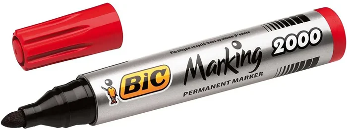 Bic Marking 2000 Ecolutions Rotulador Permanente – Punta de 4.95 mm – Tinta con Base de Alcohol – Ecologico – Secado Rapido – Color Rojo (12 uds)