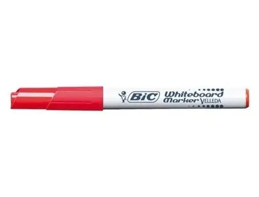 Bic Velleda 1741 Marcador para Pizarra – Punta de 4.5 mm – Trazo 1.4mm – Tinta con Base de Acetona – Borrado Optimo – Larga Duracion – Color Rojo (12 uds)