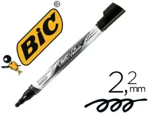 BIC VELLEDA LIQUID INK MARCADOR PARA PIZARRA – PUNTA MEDIA – TRAZO 2.3MM – TINTA LIQUIDA CON BASE DE ALCOHOL – COLOR NEGRO