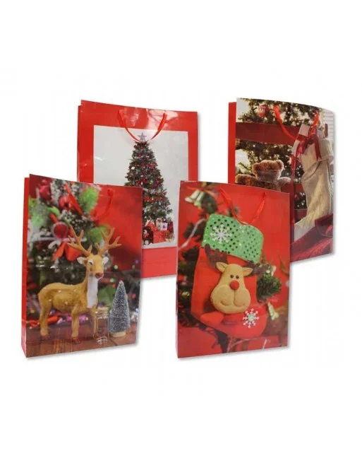 BISMARK 12 BOLSAS CELULOSA CON ASA CORDON DECORACION NAVIDAD MEDIDA 70 X 50 X 18CM – 324860