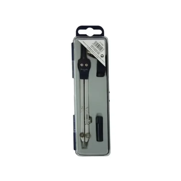 Bismark Compas Escolar con Doble Articulacion y Adaptador Universal – Presentado en Estuche de Plastico – Color Negro/Acero