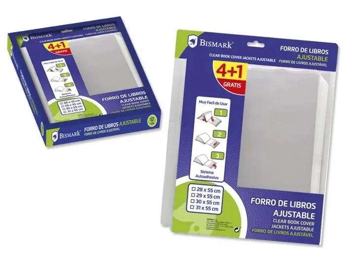 Bismark Pack de 4 Forralibros Ajustable – Ideal para Uso Escolar – Color Transparente