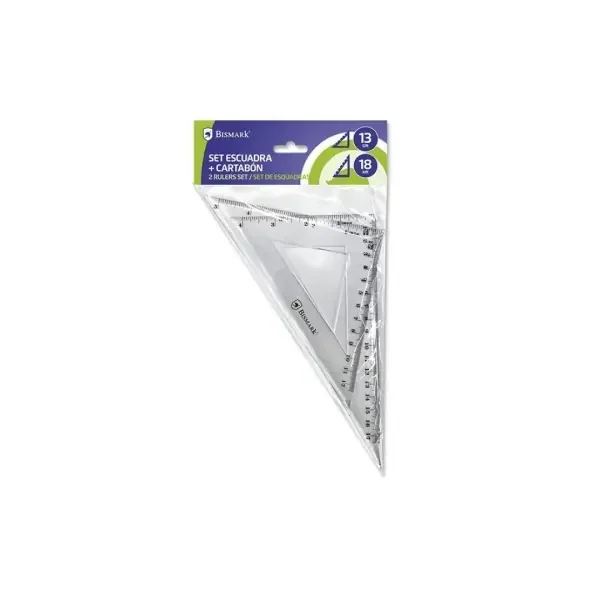 Bismark Pack de Escuadra 13cm y Cartabon 18cm – Fabricados en Plastico – Ideal para el Colegio – Transparentes