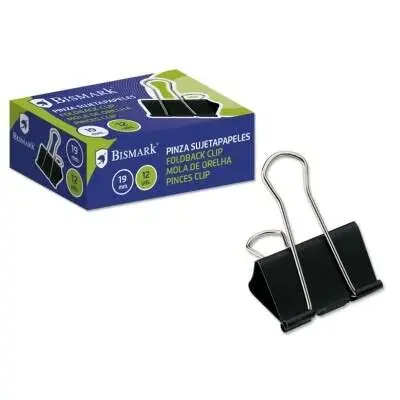 Bismark Pinza Sujetapapeles Metalica de 19mm – Pala Abatible – Color Negro
