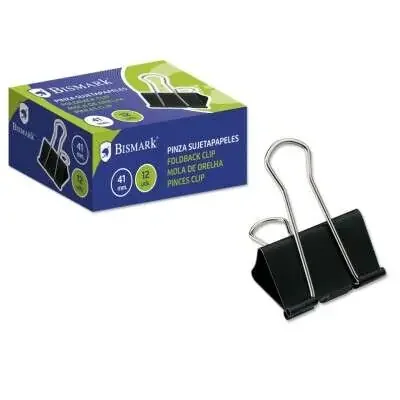 Bismark Pinza Sujetapapeles Metalica de 41mm – Pala Abatible – Color Negro
