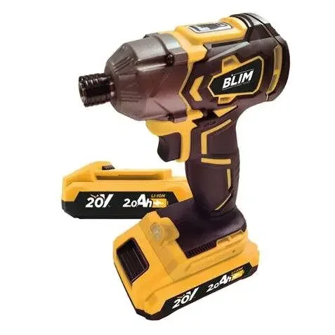 Blim Atornillador de Impacto a Bateria 20V 2Ah – Incluye 2 Baterias – 190Nm Par Maximo – 2 Velocidades 0-1000/0-2800rpm – Color Amarillo