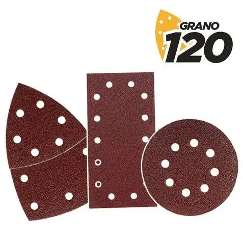 Blim Pack de 9 Lijas con Velcro para Lijadora BL0151 – Grano 120 – 3 Formatos