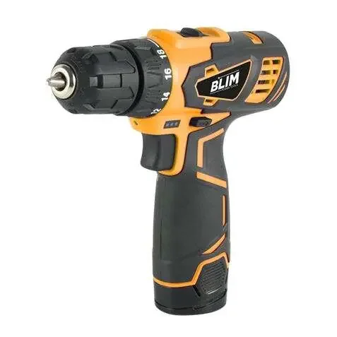 Blim Taladro Inalambrico – 10mm – Mango Ergonomico – Bateria 12V – 1.5 Ah – Cargador – Display y Luz LED – 2 Velocidades – Par Maximo 28Nm – Par de Apriete 18+1 – Color Negro