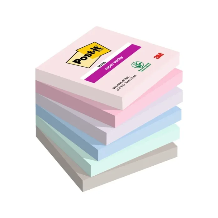 Bloc de notas adhesivas quita y pon post it super sticky carnival 100% pefc 76×127 mm pack de 6 blocs colores