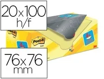 Bloc De Notas Adhesivas Quita Y Pon Postit Amarillo Canario 76×76 Mm 654cyvp20