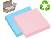 Bloc de notas adhesivas recicladas 76×76 mm, colores pastel